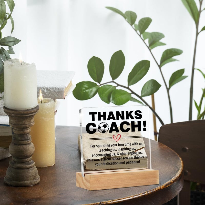 ZOSAN Soccer Coach Thank You Gifts  End of Season Soccer Gifts  Appreciation Gifts for Soccer Coach Clear Desk Decorative Sign Home Office Acrylic Decor - Image 5