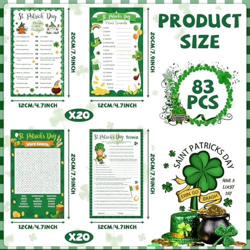 Lonfliness 83Pcs St Patricks Day Games Cards for Adults Irish Trivia Word Scramble Word Search Would You Rather Game Lucky Shamrock Party Supplies for School Classroom Family Activity Birthday Party Favor - Image 5