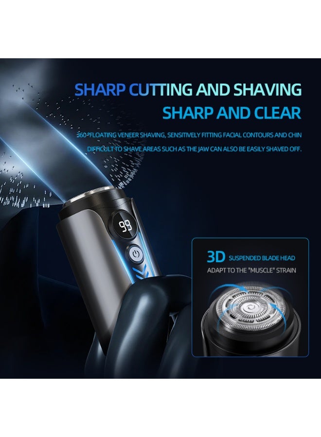 Generic Electric Shaver/Razor for Men, Mini Portable Rotary Shaver Wet & Dry Use Type-C Charging Washable and Waterproof for Home, Office, Car, Travel, T2 (Blue)  - Image 5