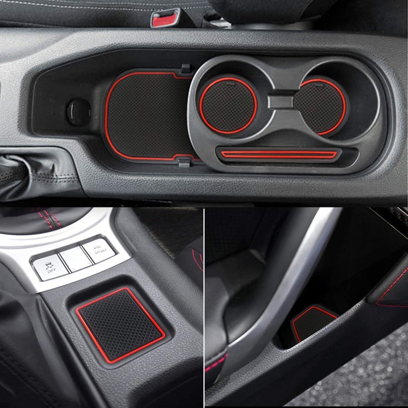 Auprite Anti Dust Mats for Toyota 86 Subaru BRZ Scion FRS 20132020 Custom Fit Cup Holder Liners Mats Door Pocket Center Console Liners Red8Pcs