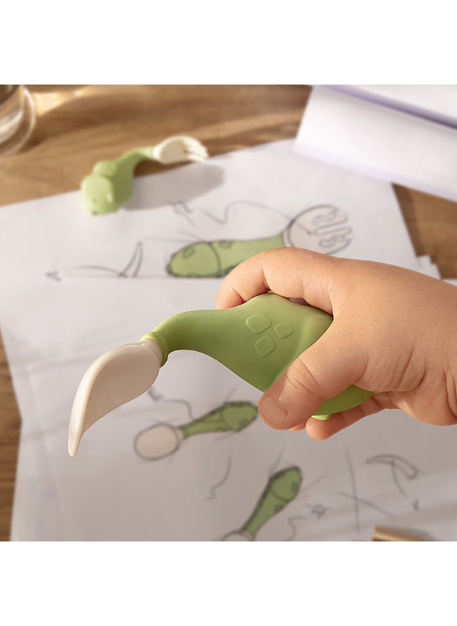 Babycare - Babycare - Dino Spoon and Fork Set Pink – BPA-Free, Easy-Grip Utensils for Toddlers and Babies, Safety Approved - Image 1