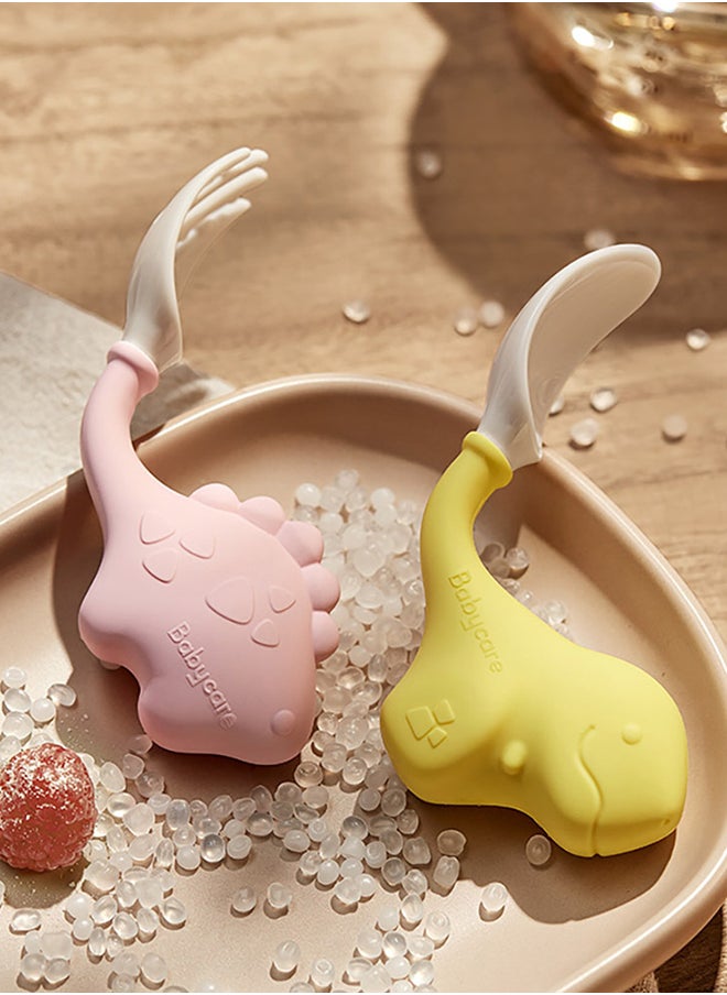 Babycare - Babycare - Dino Spoon and Fork Set Pink – BPA-Free, Easy-Grip Utensils for Toddlers and Babies, Safety Approved - Image 1
