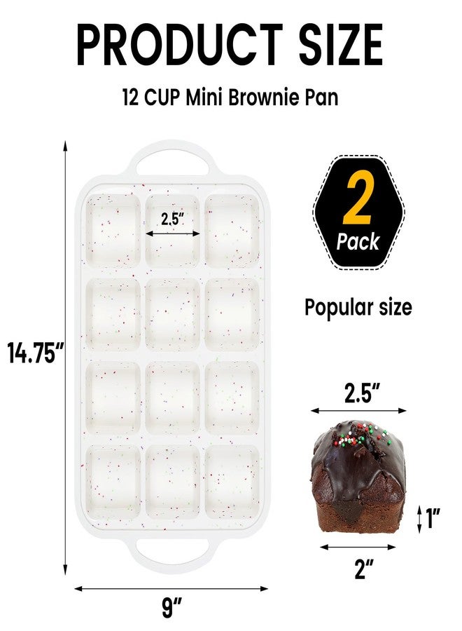 Vinino Silicone Brownie Pan With Dividers, 2 Pack Mini Loaf Pan for Baking Individual, Nonstick 12 Cups Square Muffin Cupcake Pans with Metal Reinforced Frame-Cream - Image 4