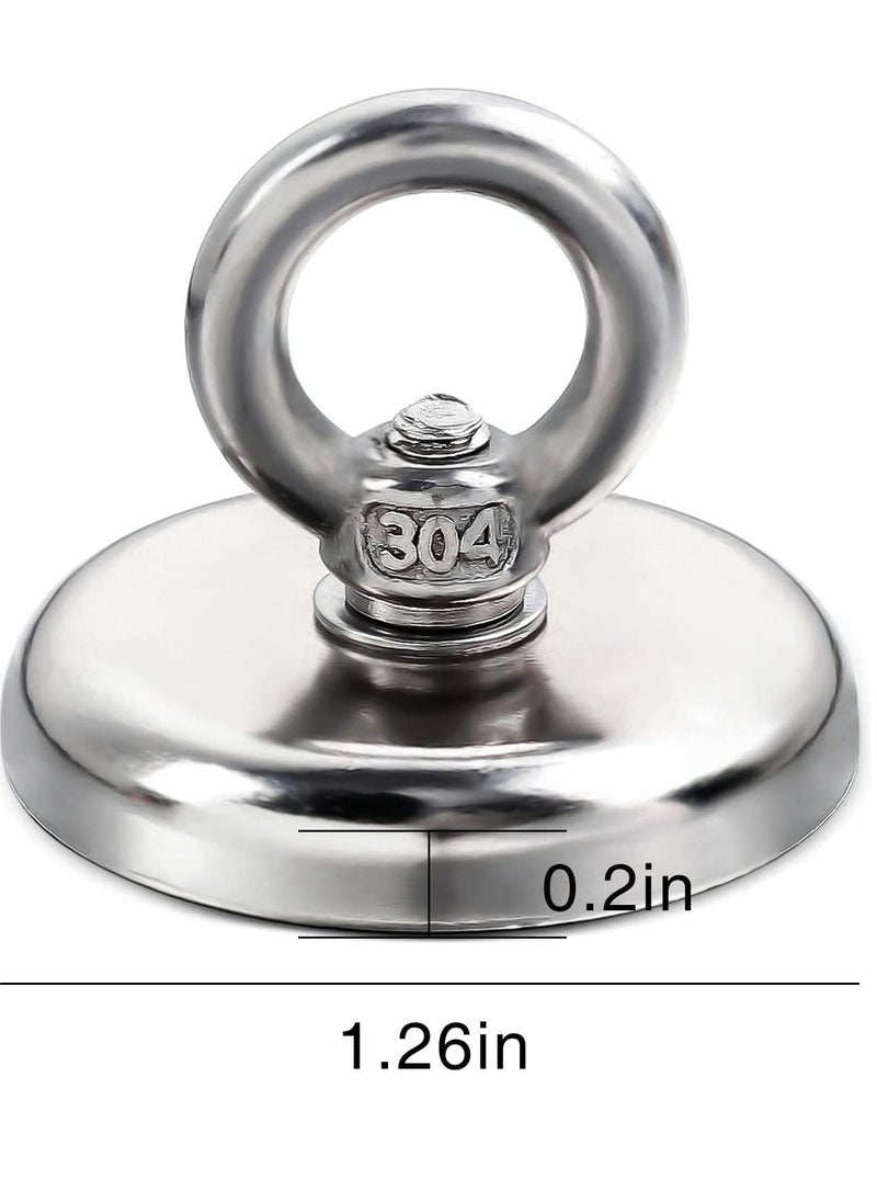 KASTWAVE - Super Strong Neodymium Fishing Magnets, 88lbs Pulling Force Rare Earth Magnet with Countersunk Hole Eyebolt, Dia 1.26 inch for Retrieving in River and Magnetic Fishing, 5 Pcs - Image 1