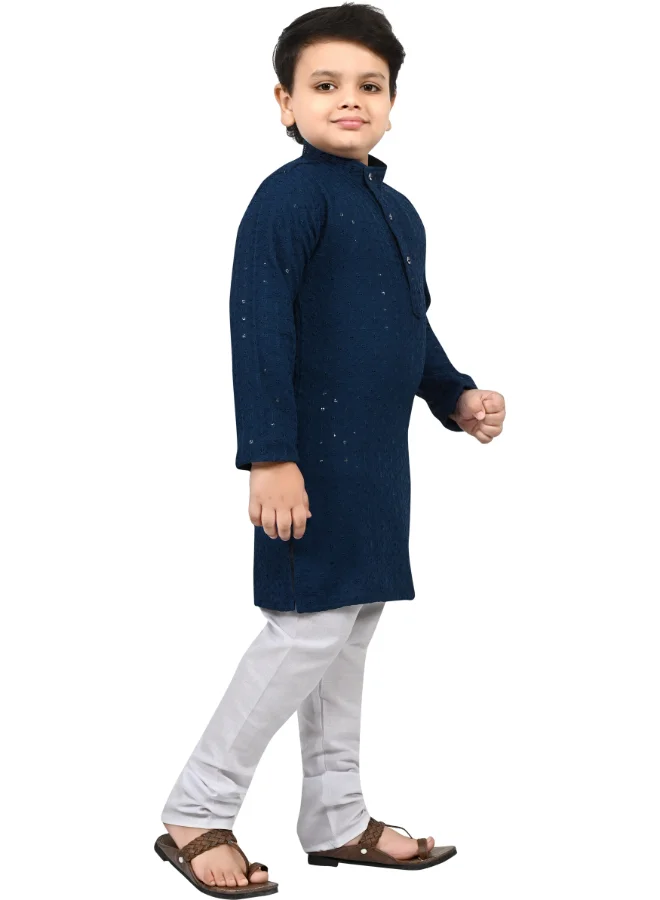 BT DEZINES Boys Blue Chikankari Kurta and Pyjama Set