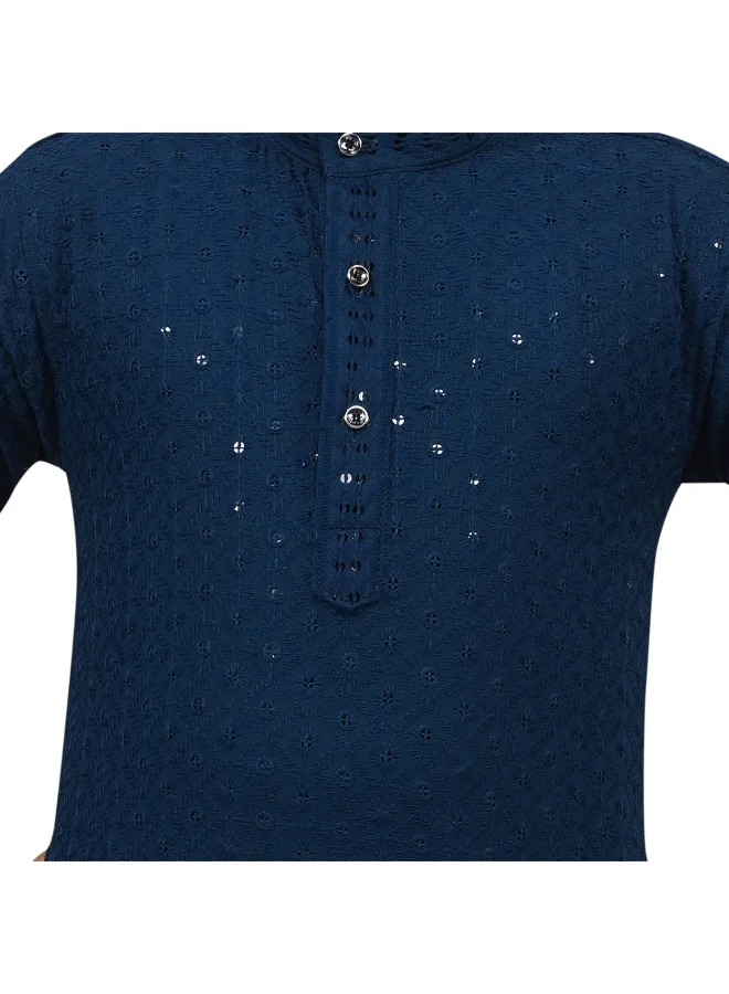 BT DEZINES Boys Blue Chikankari Kurta and Pyjama Set