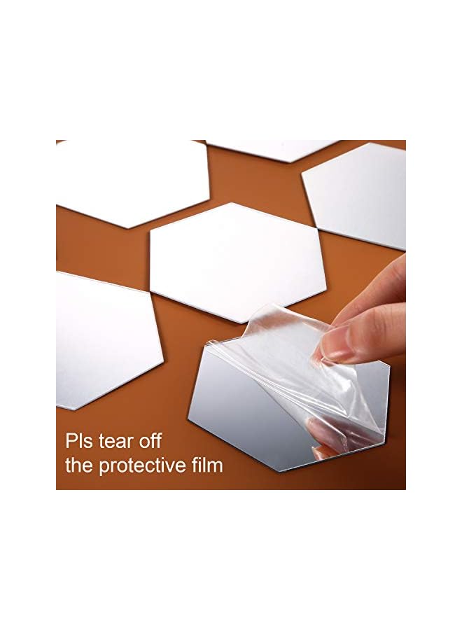 PROMASS 15 Pieces Removable Acrylic Mirror Setting Wall Sticker Decal for Home Living Room Bedroom Decor (Large Hexagon, 15 Pieces) - Image 4