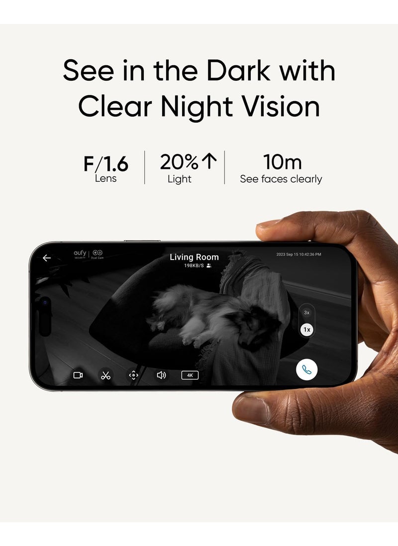 eufy - Security Indoor Cam S350, Dual Cameras, 4K UHD Resolution Security Camera with 8× Zoom and 360° PTZ, Human/Pet AI, Ideal for Baby Monitor/Pet Camera/Home Security, Dual-Band Wi-Fi 6, Plug in - Image 1