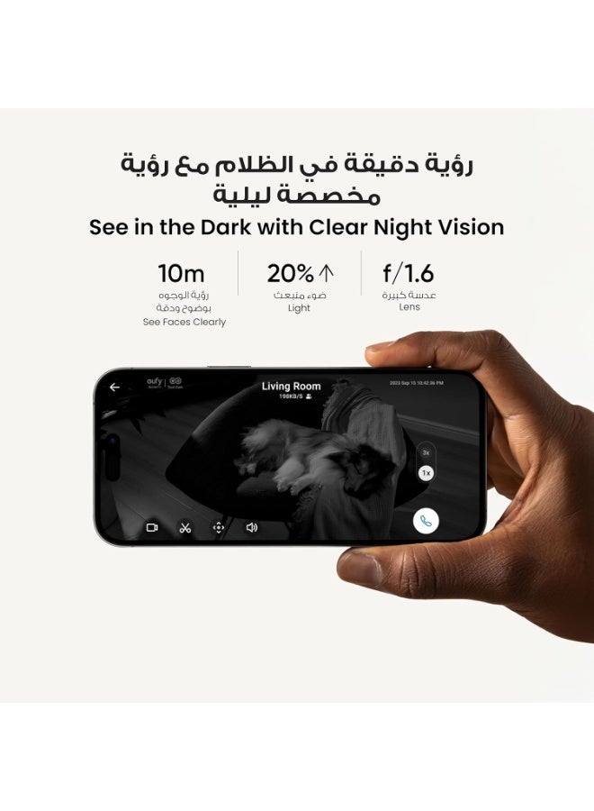 إيوفي 4K UHD مع تكبير 8× و360 درجة PTZ، الذكاء الاصطناعي البشري/الحيوانات الأليفة، مثالية لمراقبة الأطفال/كاميرا الحيوانات الأليفة/أمان المنزل، واي فاي 6 ثنائي النطاق، توصيلeufy Security Indoor Cam S350 - Image 3