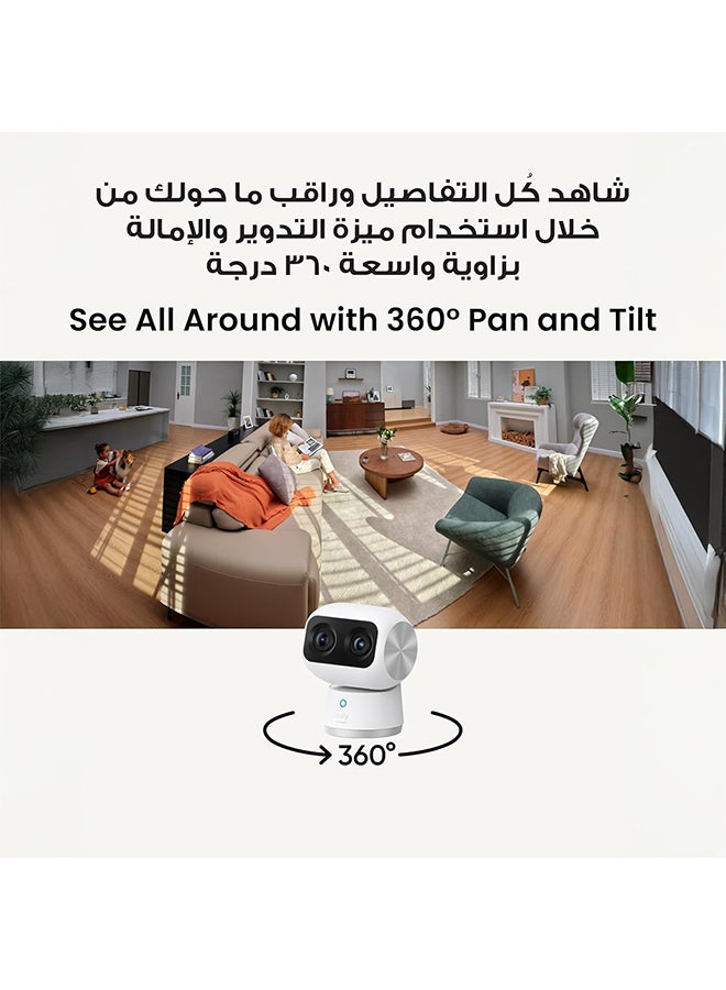 eufy Security Indoor Cam S350, Dual Cameras, 4K UHD Resolution Security Camera with 8× Zoom and 360° PTZ, Human/Pet AI, Ideal for Baby Monitor/Pet Camera/Home Security, Dual-Band Wi-Fi 6, Plug in - Image 3