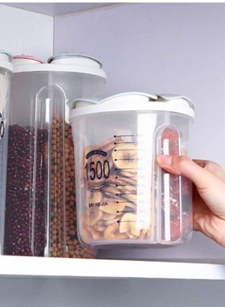 SYOSI Compartment Storage Tank 1500 ML Airtight Food Container BPA Free Plastic Cereal Dispenser With Lids And Compartments For Grain Sugar Flour Rice Nuts Snacks - Image 4