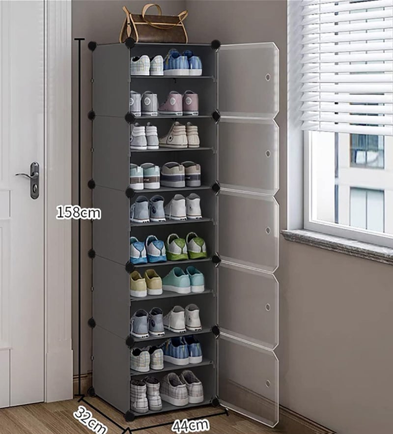 AYSIS The Original DIY Shoe Rack Organizer/Multi-Purpose Plastic 10 Layers Portable and Folding Shoe Rack (Grey) - Image 2