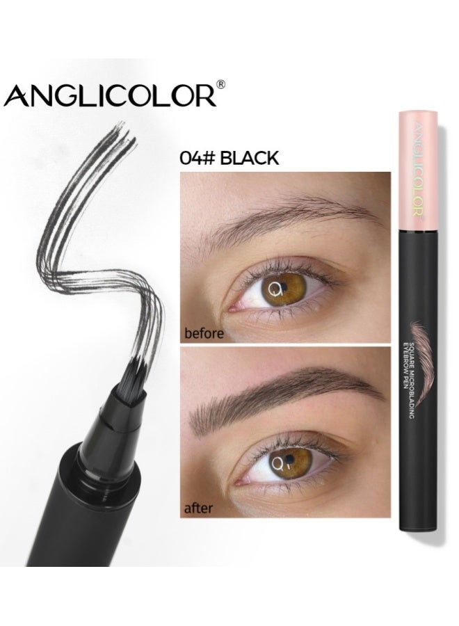 Anglicolor Women's Eyebrow Pencil, Liquid-Filled Water-Based Eyebrow Pencil, Square Angled Eyebrow Pencil, Waterproof and Long-Lasting, Natural-Looking Brows, Defined Individual Hairs (04# BLACK) - Image 1