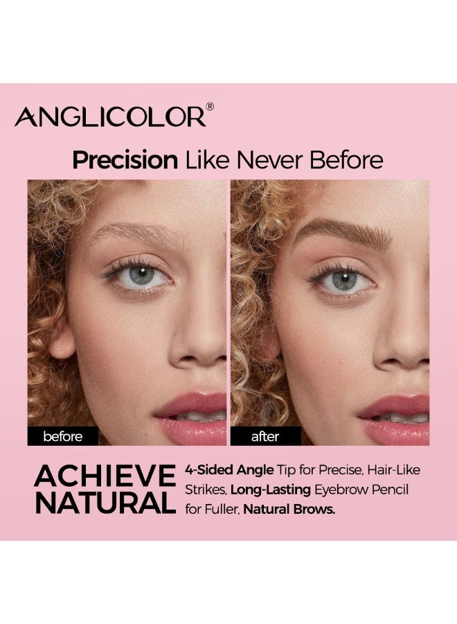 Anglicolor Women's Eyebrow Pencil, Liquid-Filled Water-Based Eyebrow Pencil, Square Angled Eyebrow Pencil, Waterproof and Long-Lasting, Natural-Looking Brows, Defined Individual Hairs (04# BLACK) - Image 4