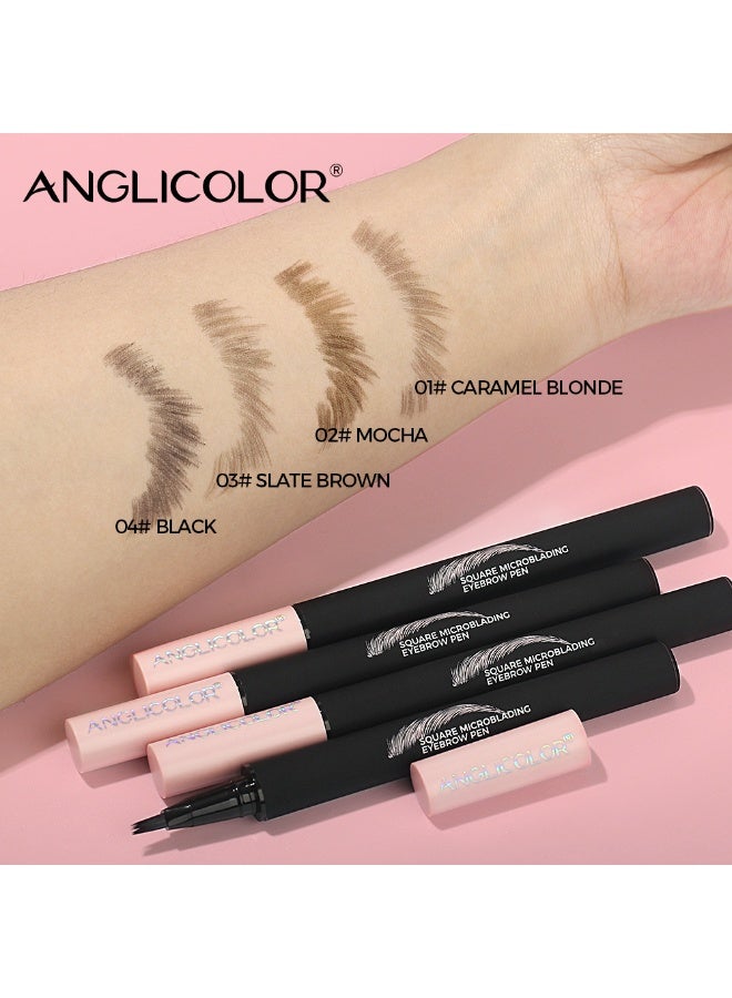 Anglicolor Women's Eyebrow Pencil, Liquid-Filled Water-Based Eyebrow Pencil, Square Angled Eyebrow Pencil, Waterproof and Long-Lasting, Natural-Looking Brows, Defined Individual Hairs (04# BLACK) - Image 3