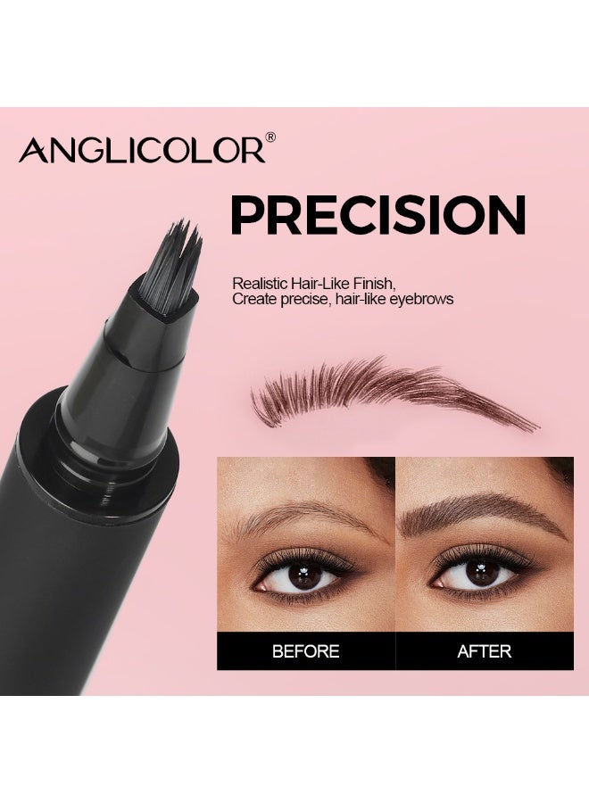 Anglicolor Women's Eyebrow Pencil, Liquid-Filled Water-Based Eyebrow Pencil, Square Angled Eyebrow Pencil, Waterproof and Long-Lasting, Natural-Looking Brows, Defined Individual Hairs (04# BLACK) - Image 5