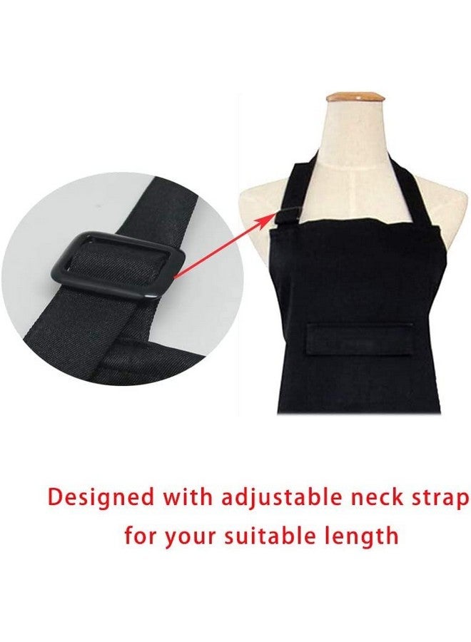 boshiho Adult Painting Aprons, Adjustable Buckle, Barber Apron with Pockets for Women/Men/Unisex, Utility or Work Apron (Black) - Image 5