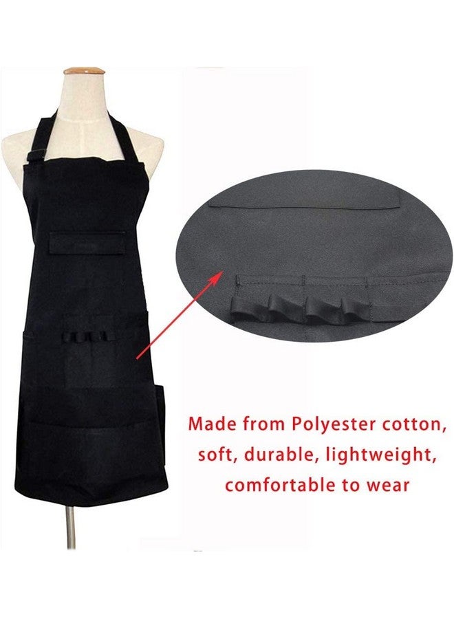 boshiho Adult Painting Aprons, Adjustable Buckle, Barber Apron with Pockets for Women/Men/Unisex, Utility or Work Apron (Black) - Image 4