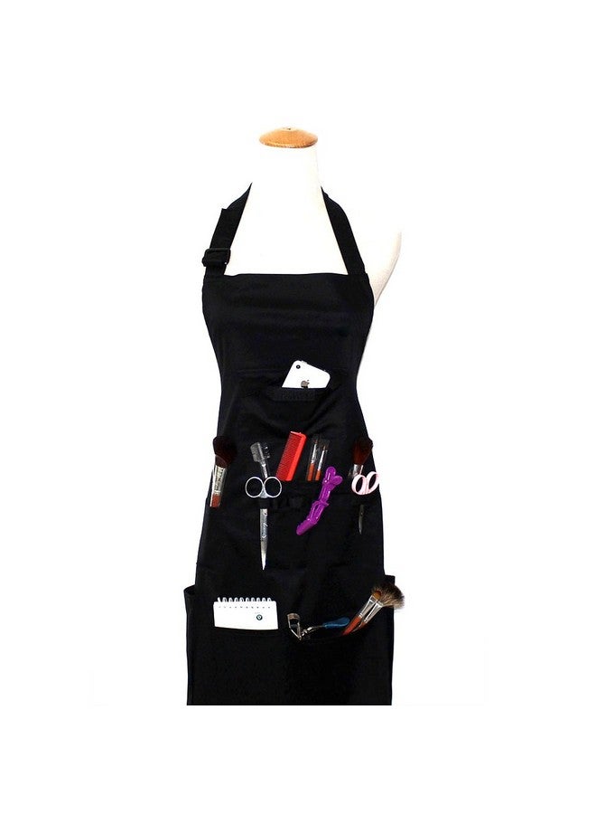 boshiho Adult Painting Aprons, Adjustable Buckle, Barber Apron with Pockets for Women/Men/Unisex, Utility or Work Apron (Black) - Image 1