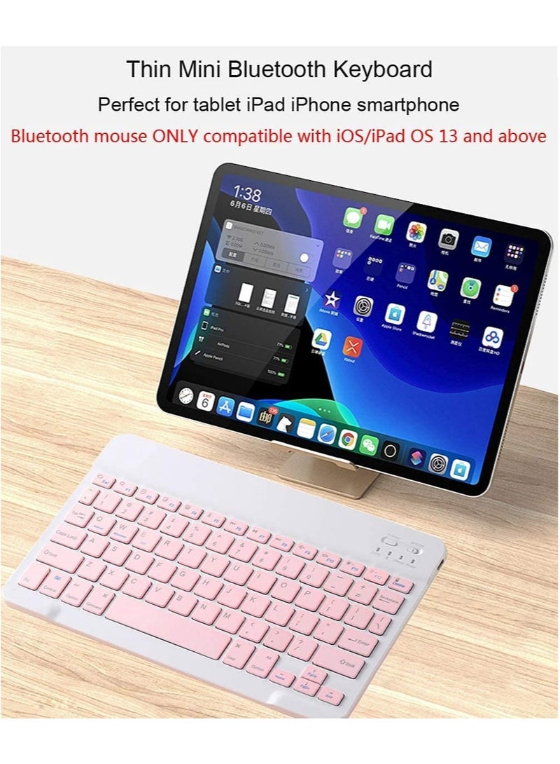Rechargeable Bluetooth Keyboard and Mouse Combo Ultra-Slim Portable Compact Wireless Mouse Keyboard Set for Android Windows Tablet Cell Phone iPhone iPad Pro Air Mini, iPad OS/iOS 13 and above (Black) - Image 3