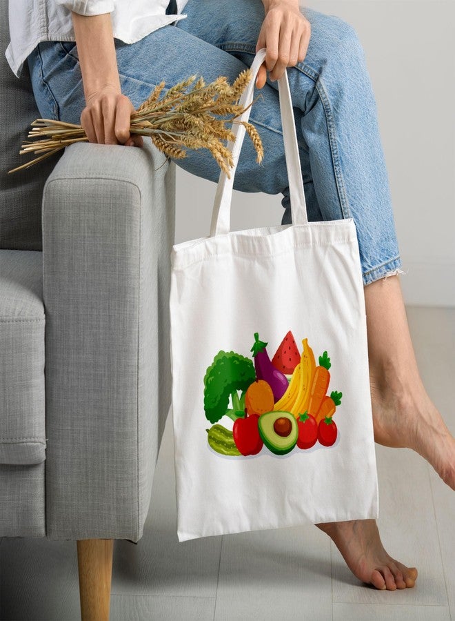 ARTBUG Tote Bag for Women with zip, Aesthetic Canvas tote bag for college girls, office, stylish and reusable - Vegetables and Fruits - D No - 237 - Image 2