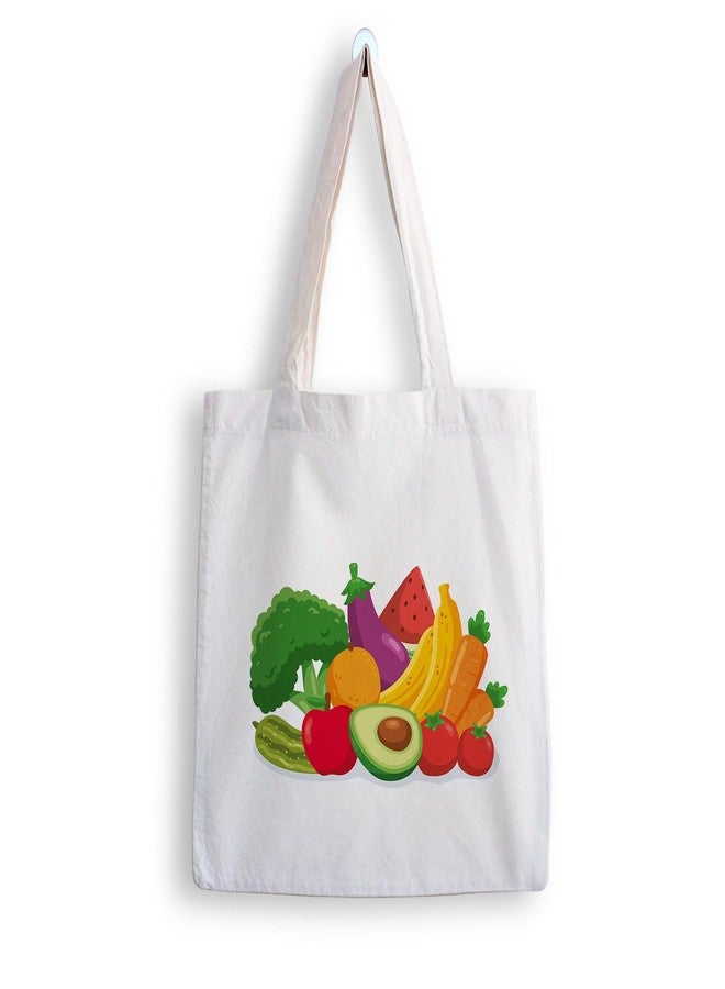 ARTBUG Tote Bag for Women with zip, Aesthetic Canvas tote bag for college girls, office, stylish and reusable - Vegetables and Fruits - D No - 237 - Image 1