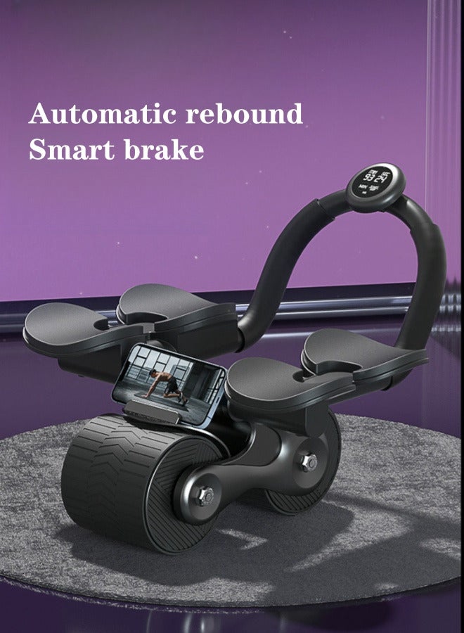 XiuWoo Abdominal Wheel Automatic Rebound Roll Timed Abdominal Muscle Wheel Elbow Support Fitness Equipment - Black - Image 3