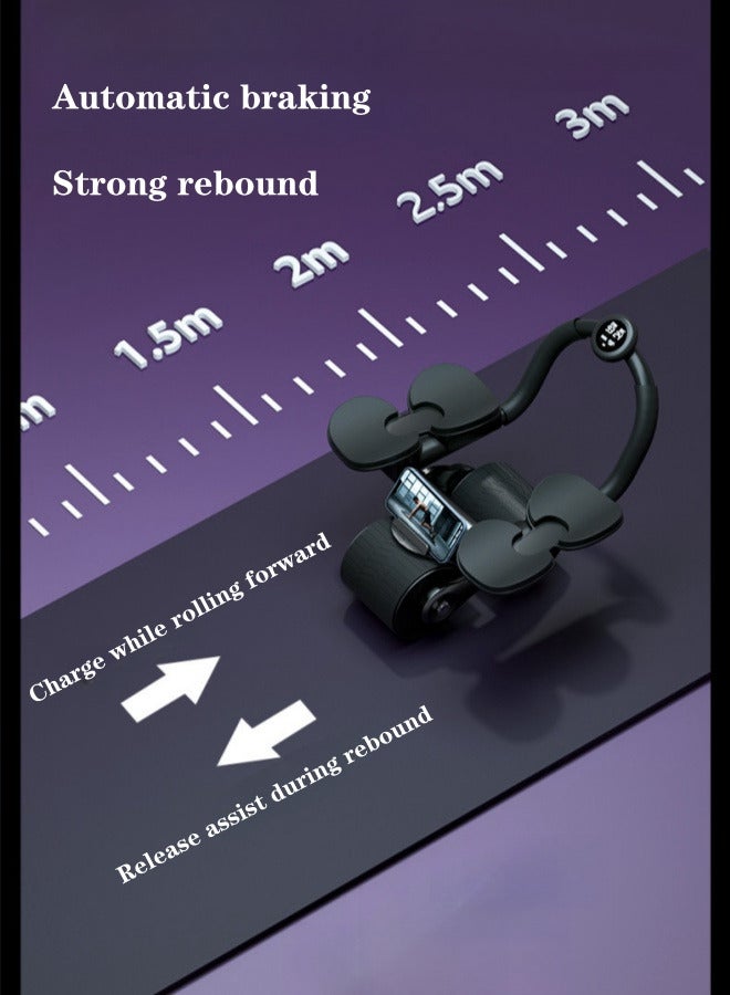 XiuWoo Abdominal Wheel Automatic Rebound Roll Timed Abdominal Muscle Wheel Elbow Support Fitness Equipment - Black - Image 5