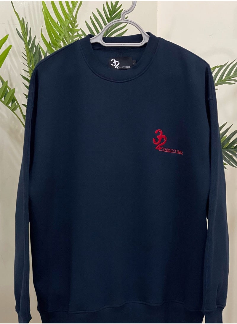 THIRTYTWO Men's Fleece Crewneck Sweatshirt Thick Loose fit Soft Oversized Pullover Sweatshirt 