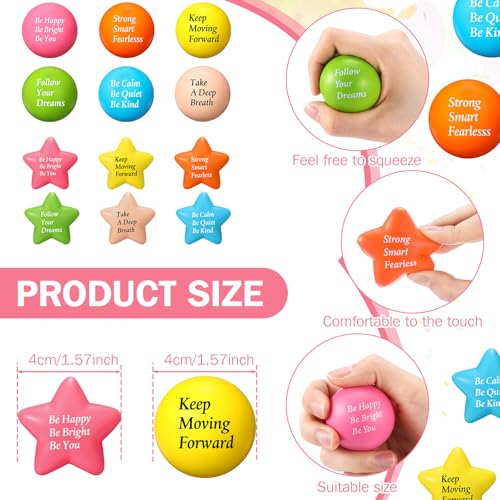 Aoriher 36 Pcs Motivational Stress Balls Quotes Inspirational Funny Colorful Foam Balls Hand Exercise Stress Relief Gifts for Office Small Anxiety Toys for Relief Motivating SupplyRound - Image 5