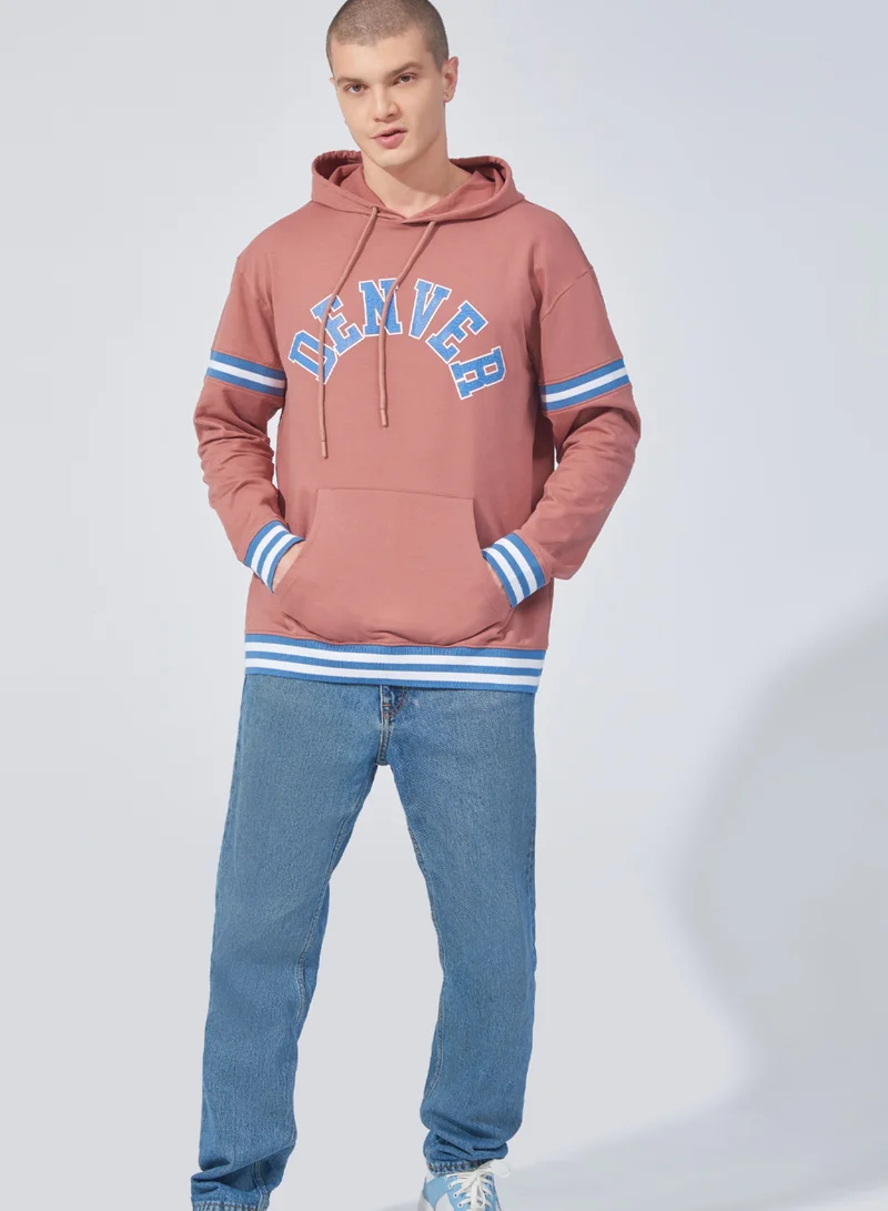 Maniac Maniac Mens Printed Hooded Neck Full Sleeve Onion and Blue Cotton Sweatshirt