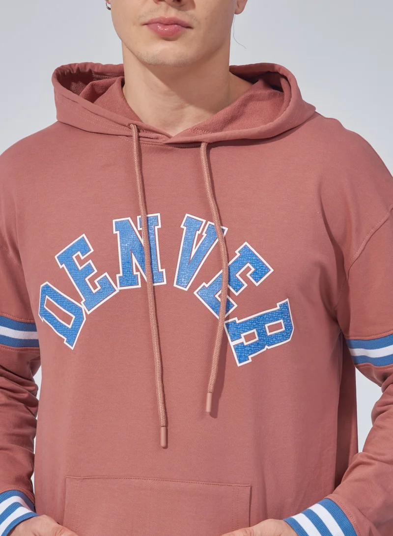 Maniac Maniac Mens Printed Hooded Neck Full Sleeve Onion and Blue Cotton Sweatshirt