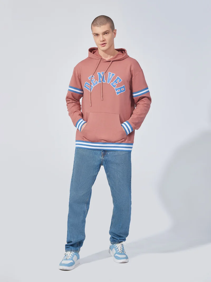 Maniac Maniac Mens Printed Hooded Neck Full Sleeve Onion and Blue Cotton Sweatshirt