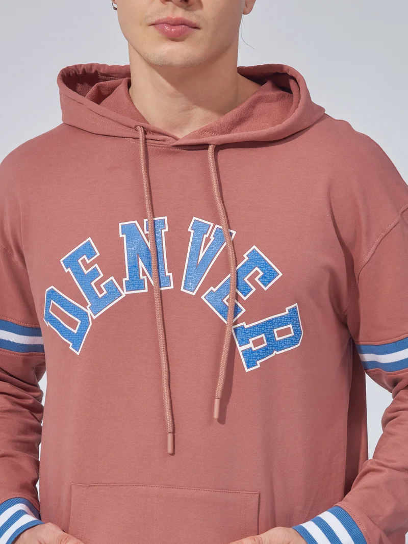 Maniac Maniac Mens Printed Hooded Neck Full Sleeve Onion and Blue Cotton Sweatshirt