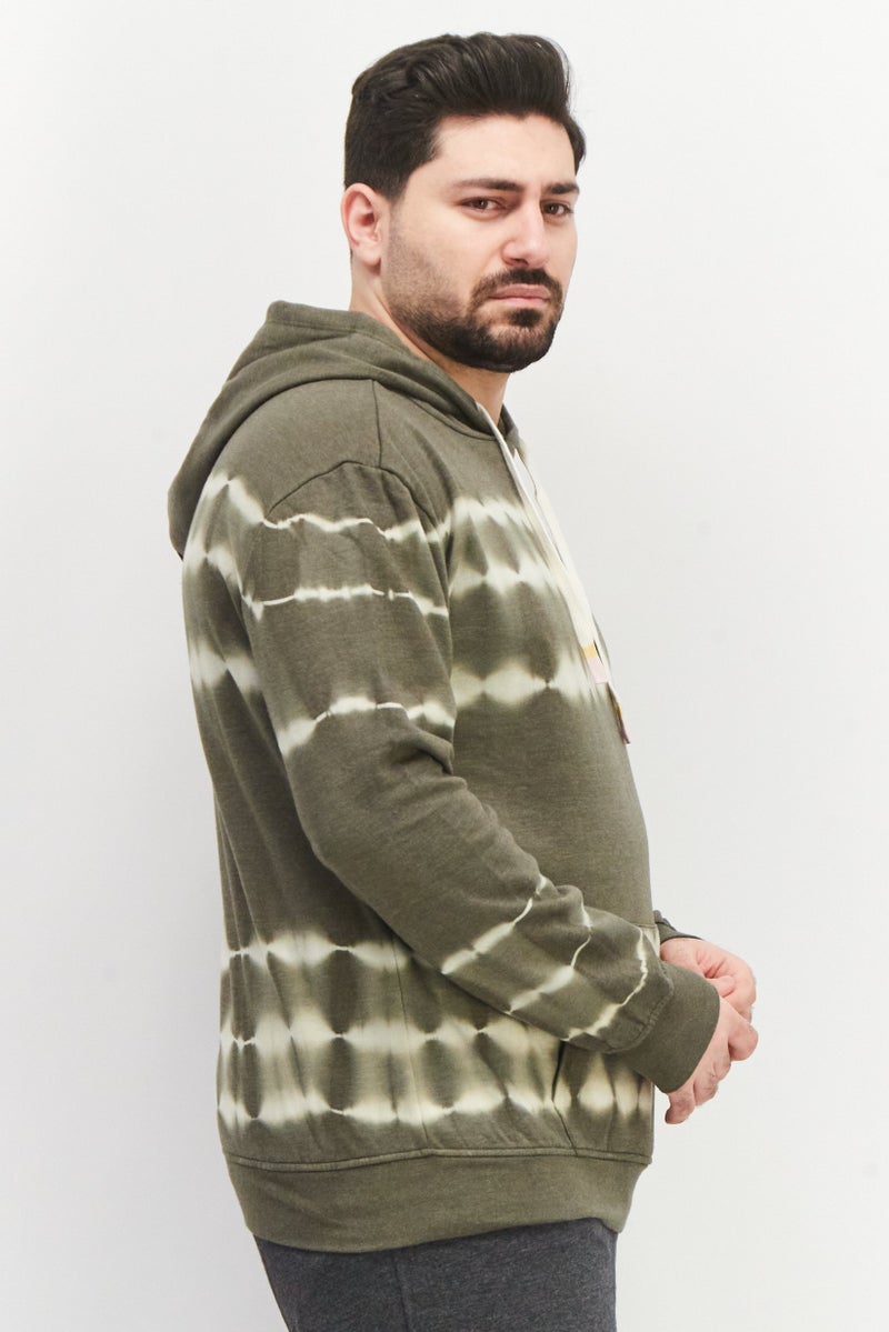 Sovereign Code سويت شيرت بأكمام طويلة وغطاء رأس للرجال بتصميم تلوين قوس قزح، زيتوني غامق - Image 3