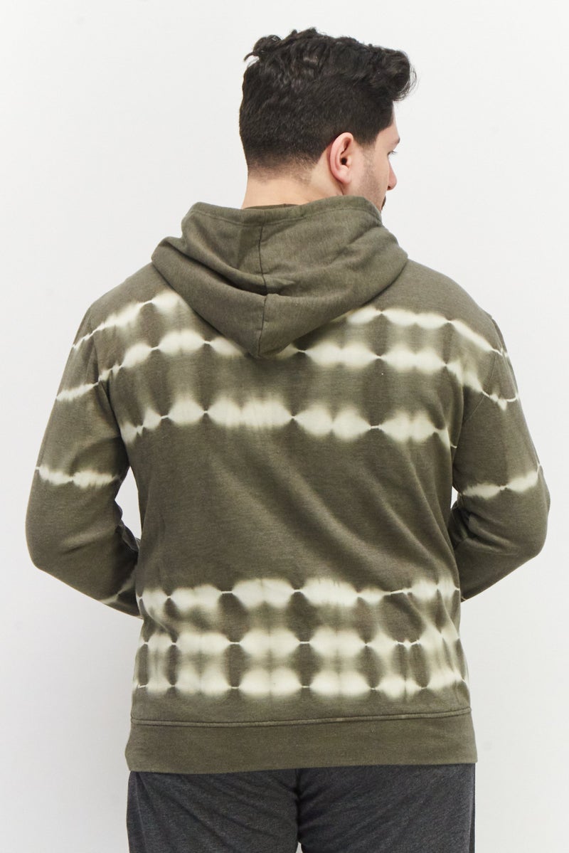 Sovereign Code سويت شيرت بأكمام طويلة وغطاء رأس للرجال بتصميم تلوين قوس قزح، زيتوني غامق - Image 4