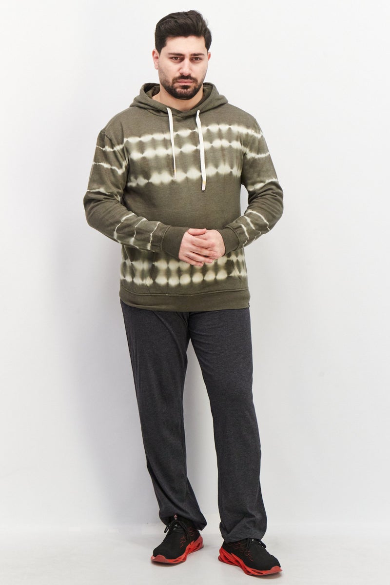 Sovereign Code سويت شيرت بأكمام طويلة وغطاء رأس للرجال بتصميم تلوين قوس قزح، زيتوني غامق - Image 2