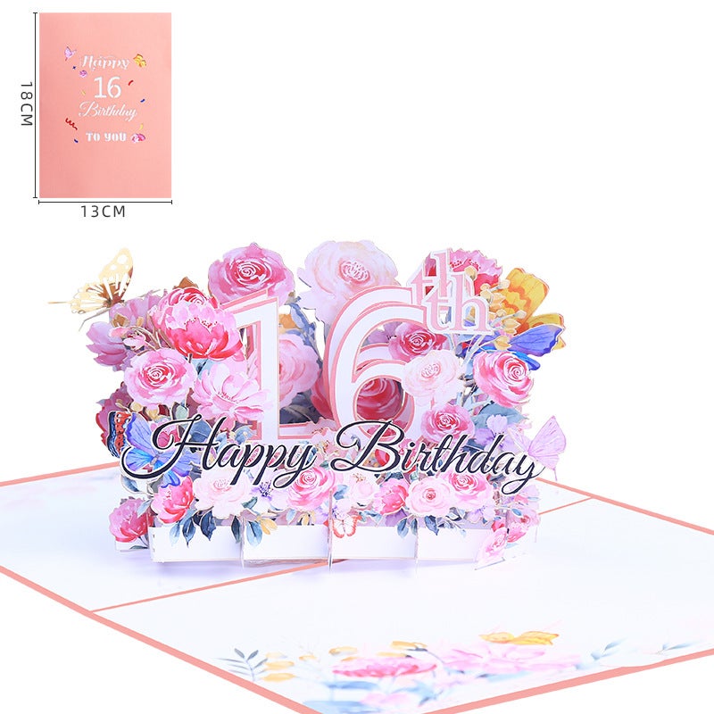 Creative Ins Flower Three-Dimensional Birthday Greeting Card Laser Hollow Writing Gift Small Fresh Handmade Blessing Special Paper - Image 1