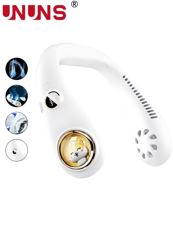 UNUNS 3 Speeds Portable Neck Fan, USB Rechargeable Bladeless Personal Fans, Battery Operated Wearable Portable Fan for Travel, Leafless Headphone Design Personal Cooling Neck Fan  - Image 1
