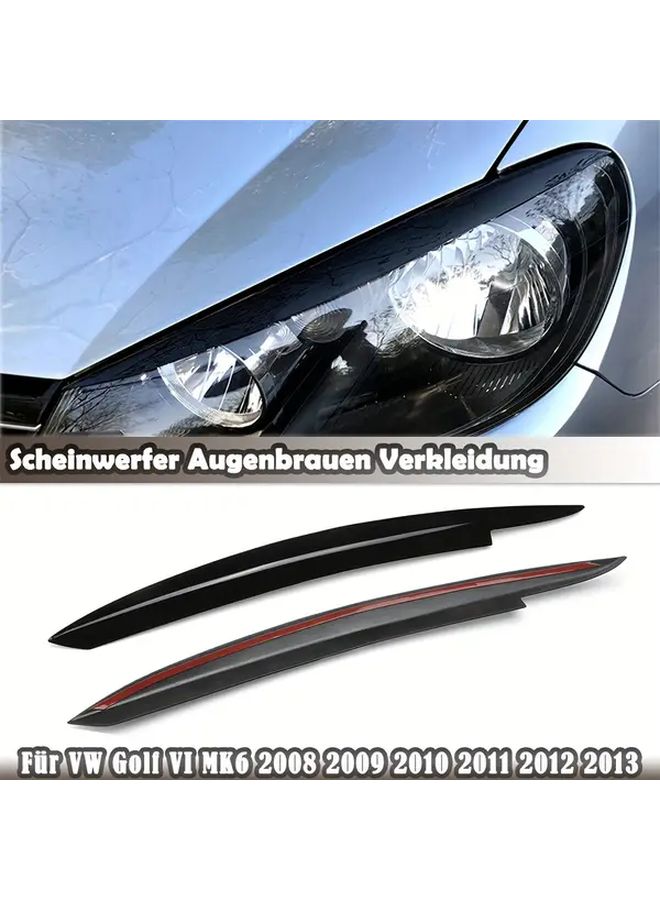 Bright Black Polished Plastic Front Headlight Eyebrows for Golf 6 GTI R Replacement Parts - Image 1