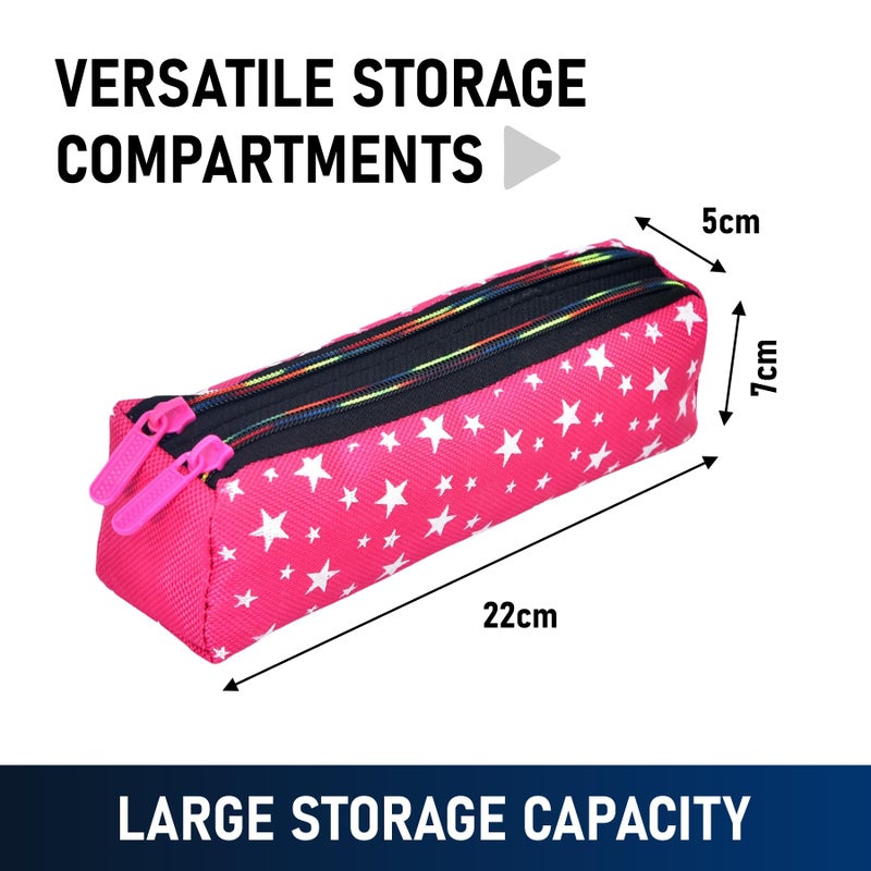 Kuber Industries Makeup Pouch | Rexine Cosmetic Pouch | Jewellery Utility Pouch | Toiletry Pouch for Girls | Travel Makeup Pouch for Girls | Storage Makeup Bag | Star Makeup Pouch | Pack of 2 | Multi - Image 3