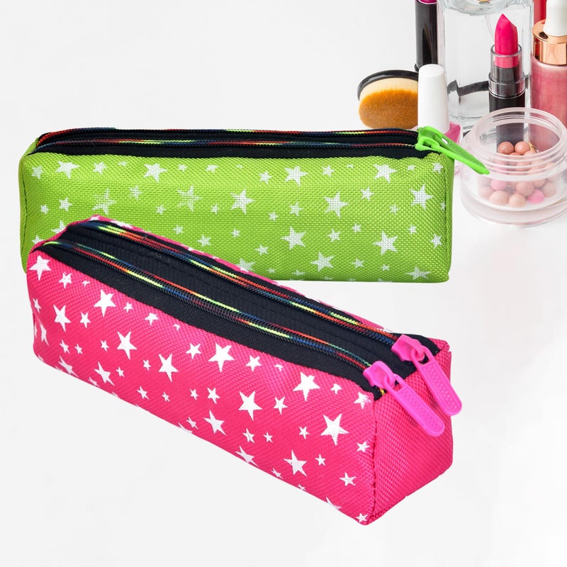 Kuber Industries Makeup Pouch | Rexine Cosmetic Pouch | Jewellery Utility Pouch | Toiletry Pouch for Girls | Travel Makeup Pouch for Girls | Storage Makeup Bag | Star Makeup Pouch | Pack of 2 | Multi - Image 1
