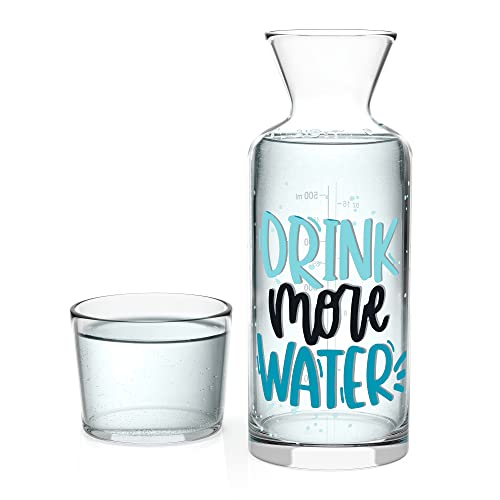 Rakle Bedside 23.6oz Water Carafe and Glass – Motivational Sayings - Image 2