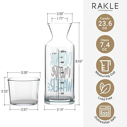 Rakle Bedside 23.6oz Water Carafe and Glass – Motivational Sayings - Image 3
