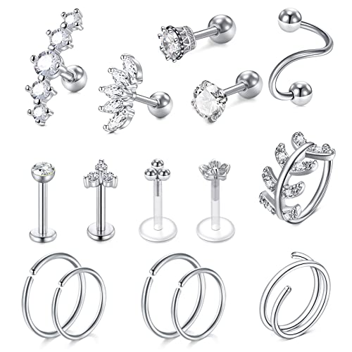 Longita Cartilage Earring Cartilage Earrings for Women Helix Piercing Jewelry Tragus Earrings for Women Silver Cartilage Hoop Earring - Image 1
