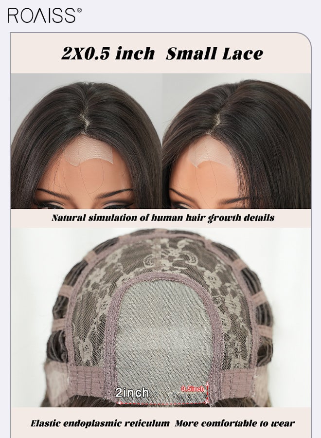 roaiss Women's Natural Black Lace Front Long Straight Hair Wig Natural Soft Synthetic Fiber Heat Resistant Wigs for Weddings, Cosplay Parties, Daily Wear, 85cm (33.46 in) - Image 4