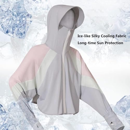PALAY® Sun Protection Hoodie for Women Sun Protection Hoodie Jacket Full Zip UPF 50+ UV Block Clothing with Brim for Running Hiking Outdoor Quick Dry, Pink - Image 5