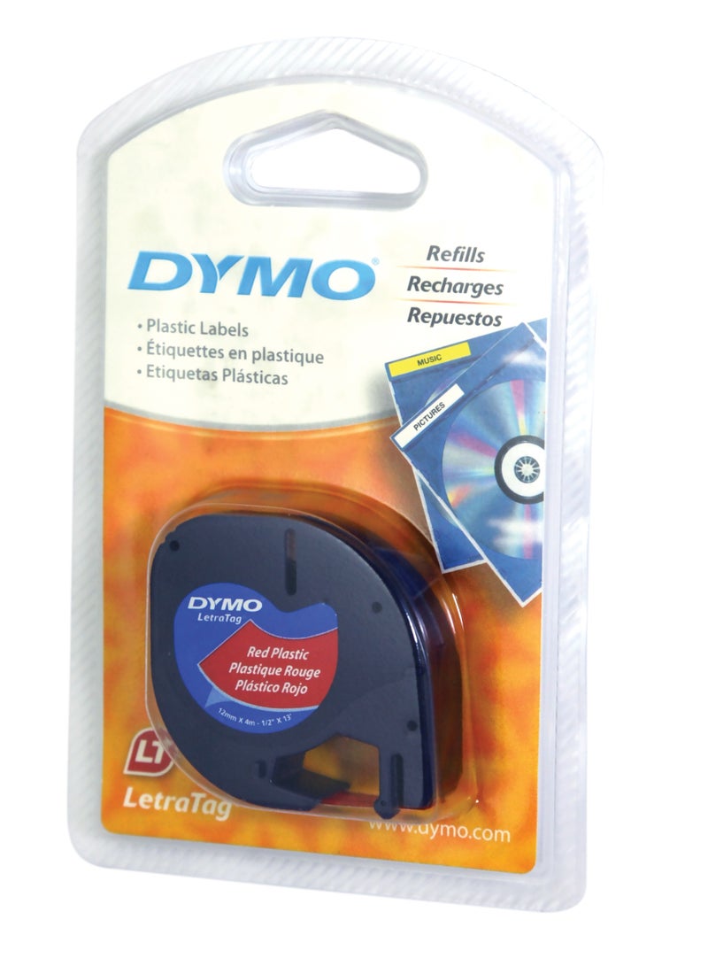 Dymo LetraTag Label Printer Tape 12 mm X 4 m Red