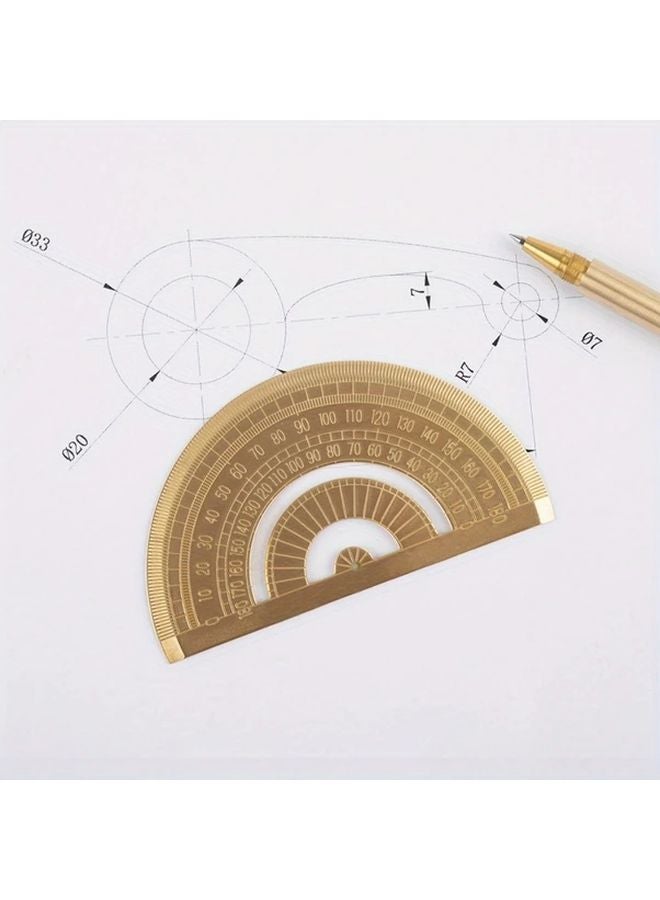 1pc Brass Protractor 0 180 Degree Precision Metal Measuring Tool for Math Art Design - Image 2