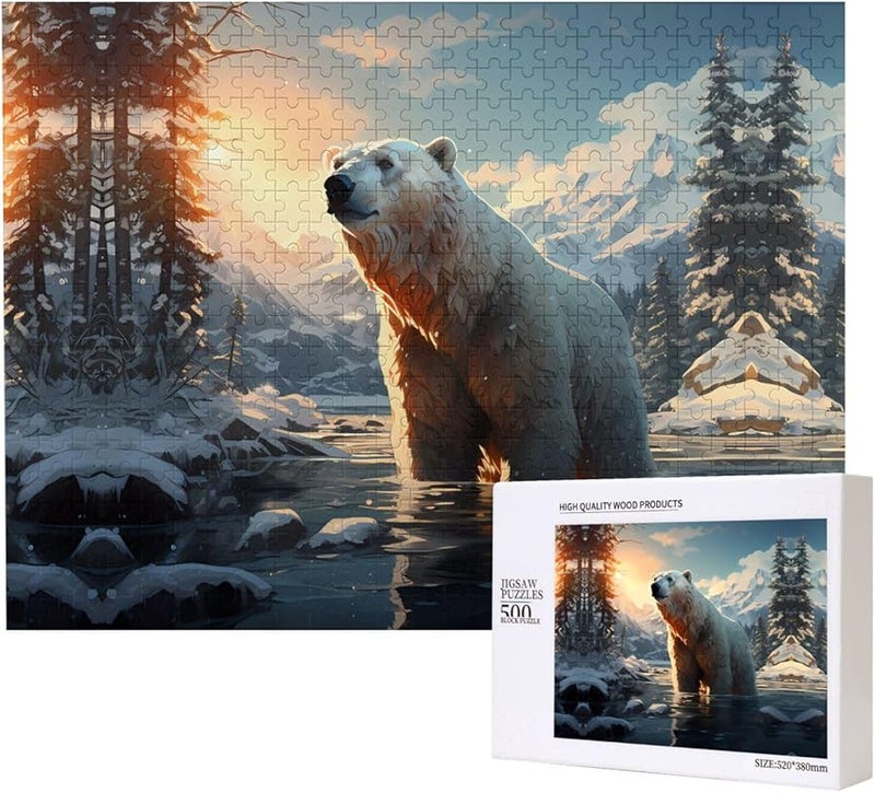 Phayah Polar Bear In Winter Jigsaw Puzzle 500 Pieces For Adults Home Decor Gift - Image 2